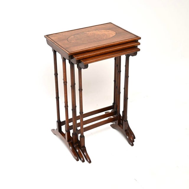 Antique Edwardian Walnut Nesting Tables, 1900, Set of 3 For Sale - Image 10 of 10