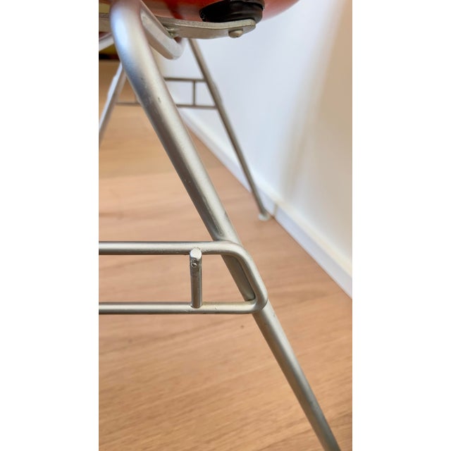 1960s Eames for Herman Miller Red-Orange Fiberglass DSS Stacking Side Chair For Sale - Image 10 of 11