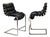 Restoration Hardware Pr. Of Vintage Rh Black Leather & Chrome Bar Stools For Sale - Image 4 of 18
