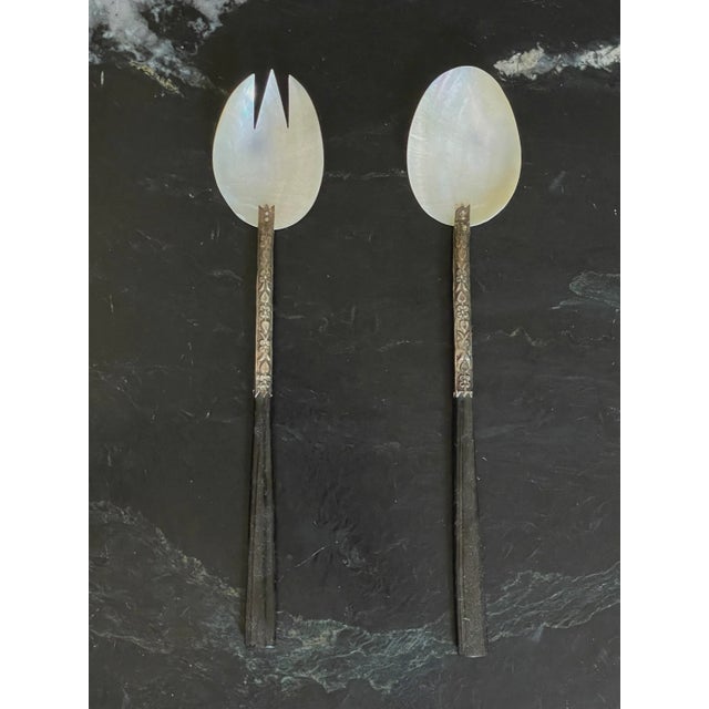 Silver Antique Hand Crafted Mother of Pearl Serving Utensils For Sale - Image 8 of 8