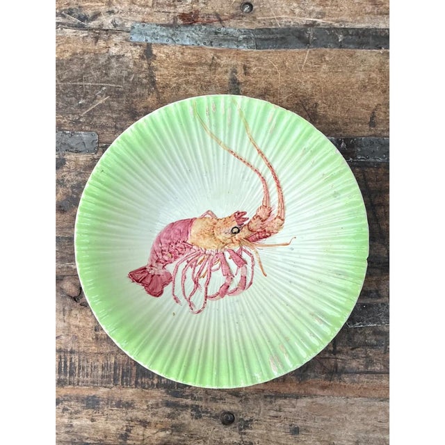 Neon Green Vintage Italian Hand-Painted Ceramic Seafood Plates - Set of 8 For Sale - Image 8 of 13