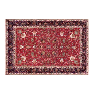 Vintage Hand-Knotted Wool Rug – 8'0" X 11'4" – Red All-Over Floral Traditional Carpet For Sale