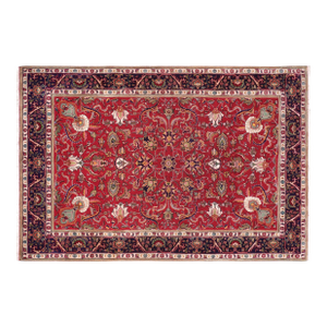 Vintage Hand-Knotted Wool Rug – 8'0" X 11'4" – Red All-Over Floral Traditional Carpet