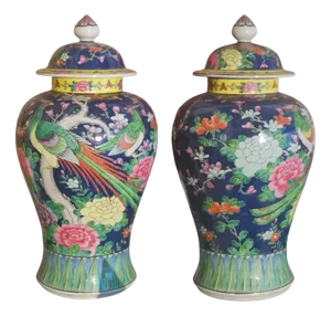 Ceramic Ginger Vase with Lid, Japan, Set of 2