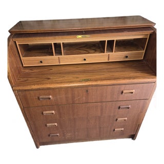 Danish Cylinder Secretary Desk For Sale