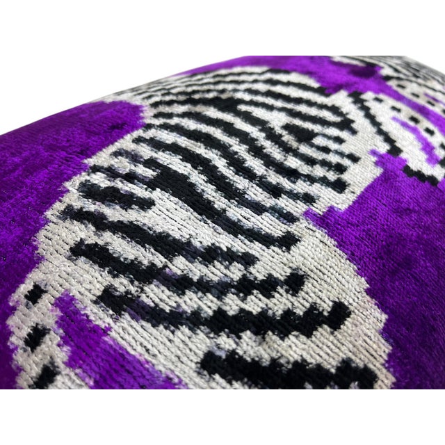 Textile Silk Lumbar Cushion Cover With Zebra Design For Sale - Image 7 of 9