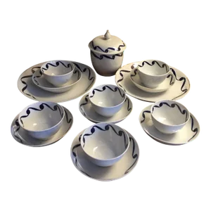 Antique 18th Century English George III New Hall Porcelain Tea Service Set - 16 Pieces