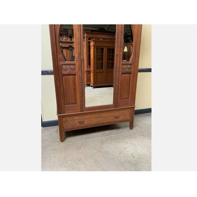 Brown Antique Art Nouveau Wardrobe, 1910 For Sale - Image 8 of 11