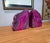 Large Pink Agate Geode Bookends, Polished Natural Stone Crystal Pair With Sculptural Form For Sale In Phoenix - Image 6 of 9