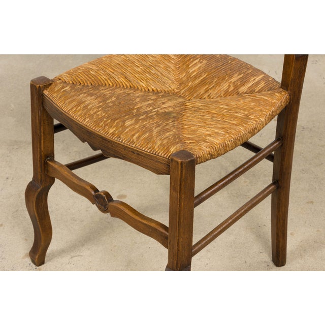 19th Century French Provincial Ladder Back Maple Dining Chairs W/ Rust Seats - Set of 8 For Sale - Image 9 of 18