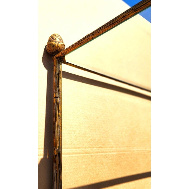 Gilt Iron & Glass Faux Bois Étagère Bookcase Shelf Mid Century For Sale - Image 9 of 13