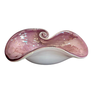Vintage Boho Mauve Art Glass Bowl After Murano