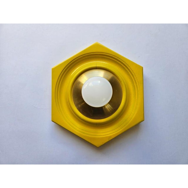 Mid-Century Modern Mid-Century Yellow Ceiling Lamp, Italy, 1970s For Sale - Image 3 of 15