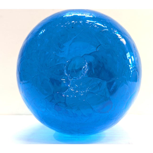 1960s Blenko Persian Blue Crackle Glass Vase For Sale - Image 5 of 8