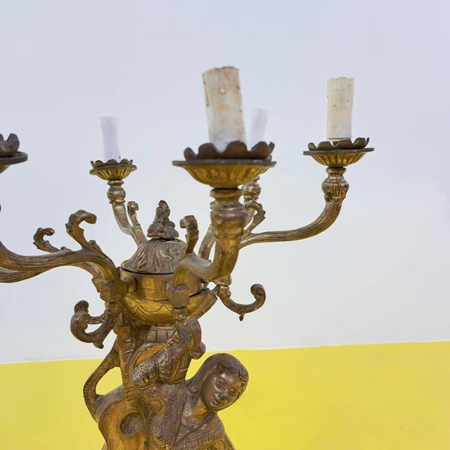 Golden Candleholder with Figure For Sale - Image 11 of 13