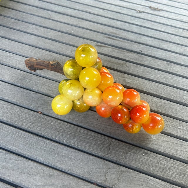 Mid 20th Century Vintage Italian Large Autumn Colored Hand Painted Alabaster Grape Cluster For Sale - Image 5 of 8