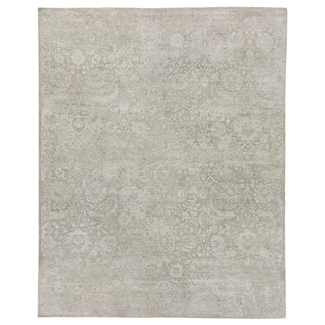 Bryant Ivory/Beige hand knotted Wool/Viscose/Cotton Rug - 8'x10' For Sale - Image 9 of 9