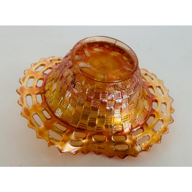 1910s 1910s Fenton Marigold Carnival Glass Blackberry Basketweave Bowl For Sale - Image 5 of 5