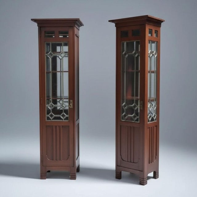 Art Nouveau Wood Showcases, Central Europe, 1910s, Set of 2 For Sale - Image 4 of 9