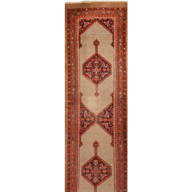 Tan Vintage Oriental Runner Rug 3ft 6in X 16ft 2in For Sale - Image 8 of 8