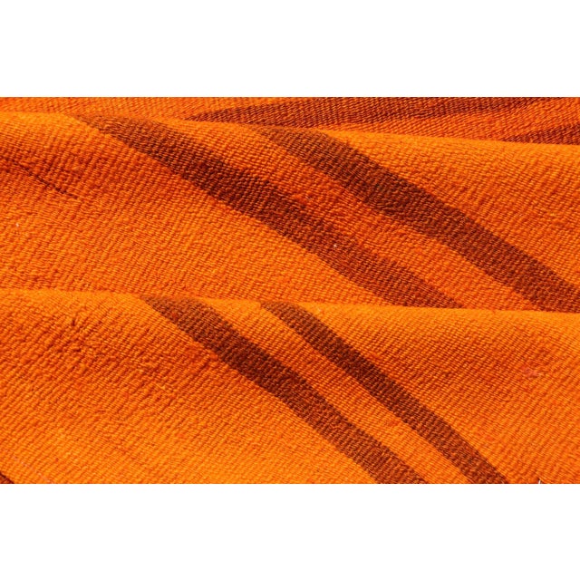 Vintage Turkish Kilim Runner With Vibrant Orange Stripes and Rustic Charm 2'9"x12'0" For Sale - Image 9 of 10
