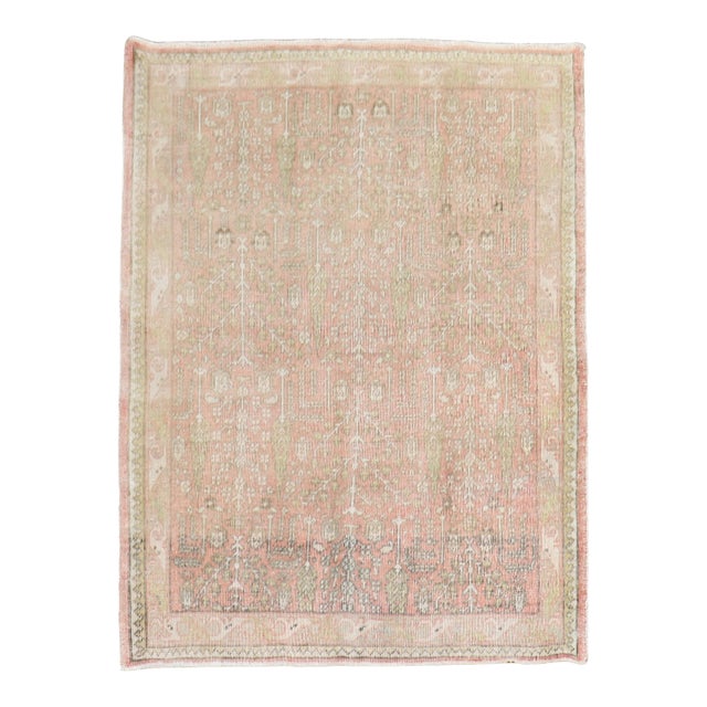 Vintage Square Zabihi Collection Turkish Oushak Rug - 3'8" x 4'7" For Sale