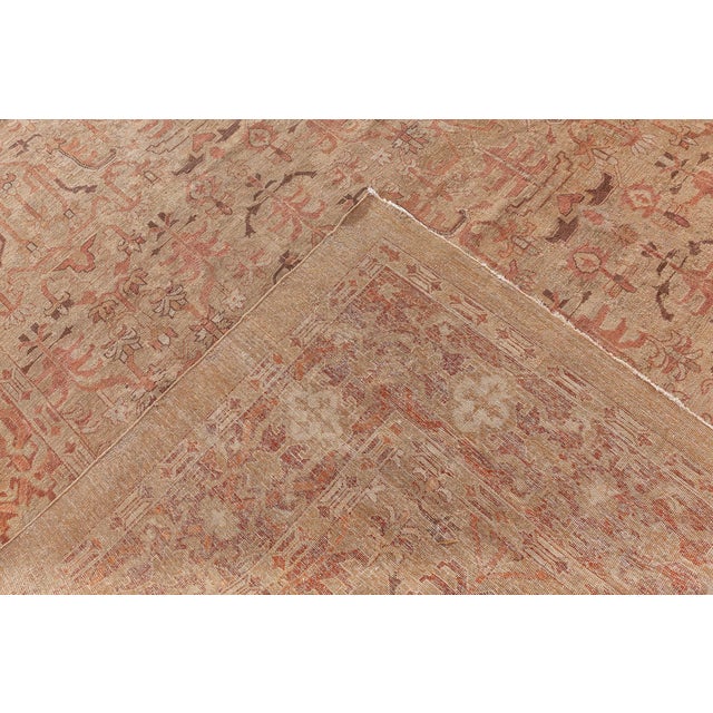 Early 20th Century Fine Antique Indian Amritsar Orange, Brown Hand Knotted Wool Rug For Sale - Image 5 of 9