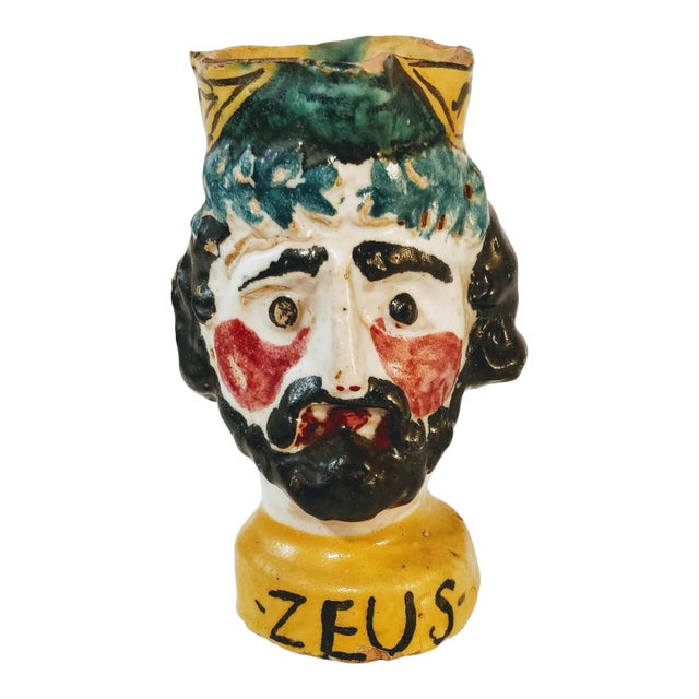 Italian Majolica Zeus Hera Double Sided Vase For Sale