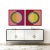 These contemporary geometric diptych art prints are fun colourful circles of colour within square portions of coordinating...