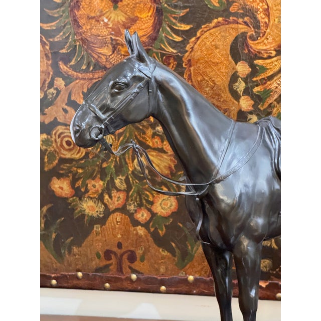 Large Cast Metal Horse Sculpture on Wood Plinth, First Half of the 20th Century For Sale - Image 10 of 10