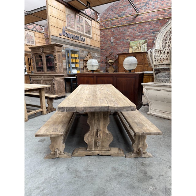 Monastery‑Style Table with Benches, Set of 3 For Sale - Image 14 of 14