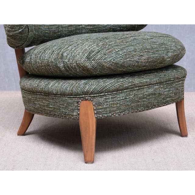 Vintage Lounge Chair in Green Pierre Frey Tweed and Beech by Otto Schulz, Sweden, 1940s For Sale - Image 15 of 17