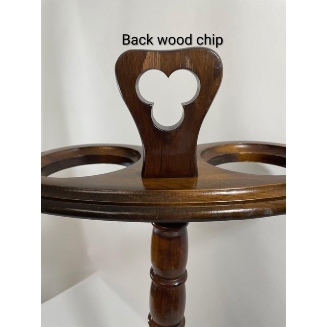 Vintage 1980s Walnut Double Umbrella Stick Stand For Sale - Image 12 of 17