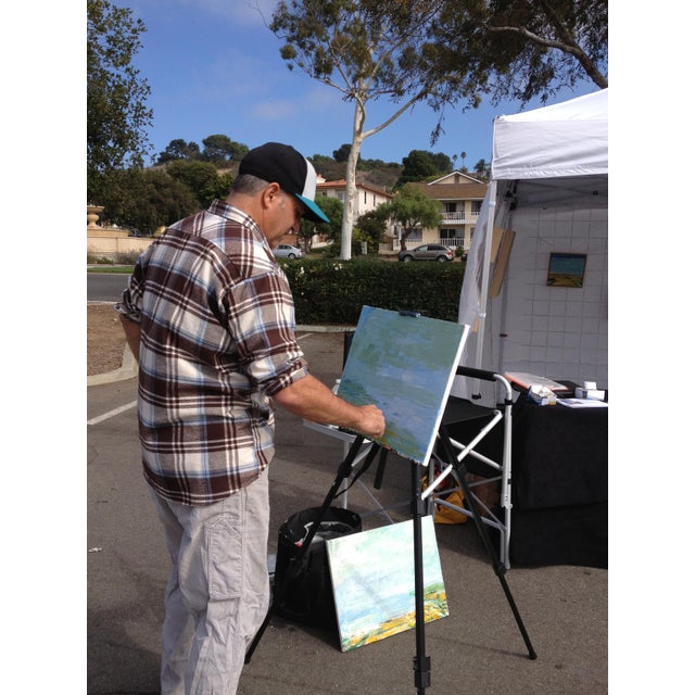 2020s Greenish High Sky, Contemporary Seascape Painting by Ben Junta, Framed For Sale - Image 5 of 8