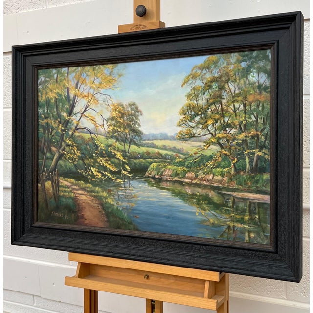 Lush Tree Lined Towpath on the River Lagan in Northern Ireland by Irish Artist 1986 For Sale - Image 14 of 18