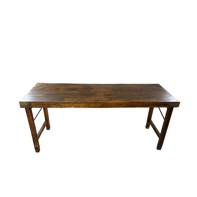 Indian Vintage Rustic Reclaimed Wood Indian Wedding Banquet Table For Sale - Image 3 of 9