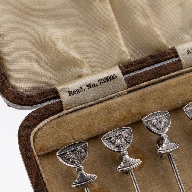 Vintage 20th Century English Silver Cocktail Sticks, 1934, Set of 6 For Sale - Image 11 of 13
