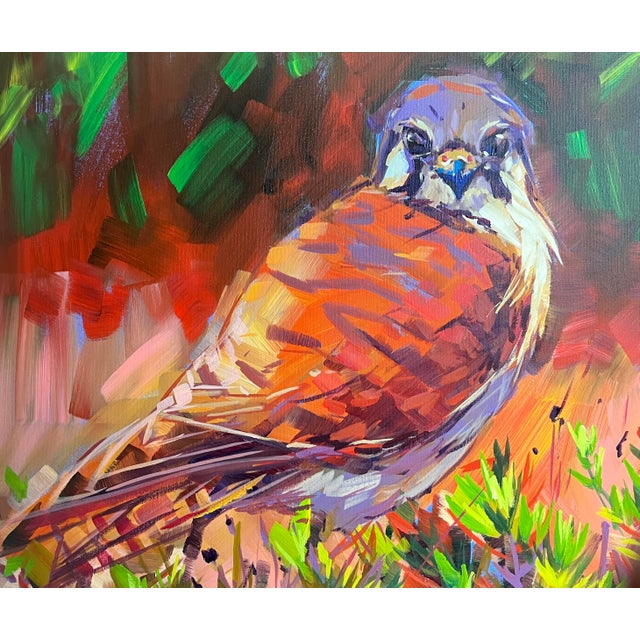 The Southern California artist is named Laura Green, with her piece titled "Kestrel." Its dimensions are 20 x 24 x 1. It...