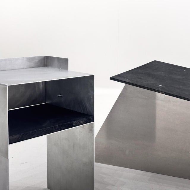 Early 21st Century Blackwood Side Table in Matted Aluminium by Case Studios For Sale - Image 5 of 11