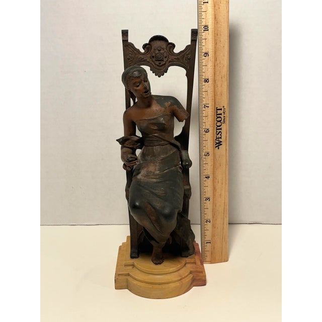 Metal 19th Century Michel Léonard Béguine (1855-1929) Enthroned Woman Bronze Figurine For Sale - Image 7 of 9