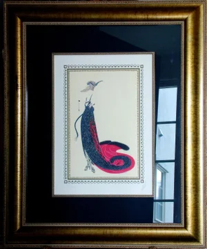 1979 "Black Magic" Art Deco Lithograph From the Vamps Folio by Erte, Framed