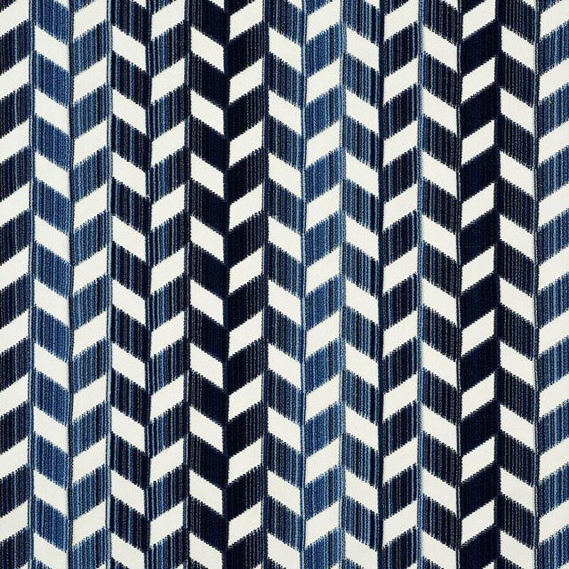 Sample - Schumacher Chevron Strie Velvet Fabric in Lapis For Sale