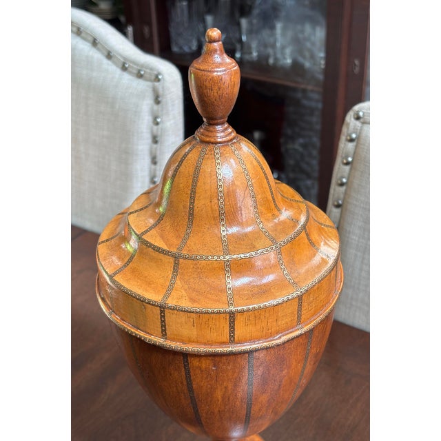 Mid 19th Century Antique Edwardian Inlaid Satinwood Cutlery Urn 16” For Sale - Image 5 of 12