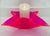 Rare Find! Fabulous neon pink day-go acrylic pillar candleholder made from molded lucite. The color is a hot pink with an...