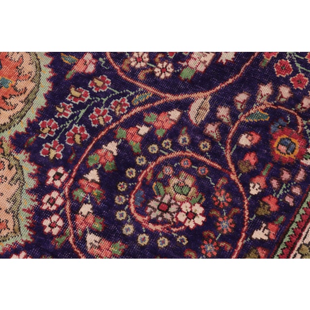 Textile Shabby Chic Persian Kashan Blue/Beige Wool Rug - 8'3'' X 11'2'' For Sale - Image 7 of 10