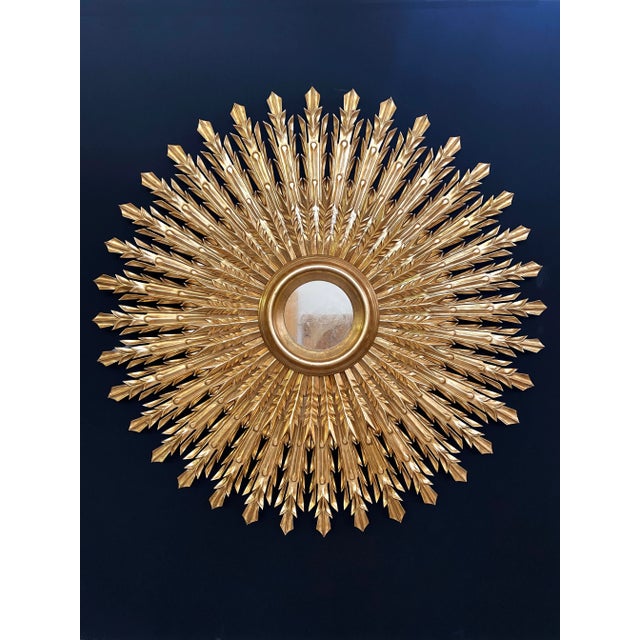 20th Century Sunburst Carved Golden Mirror For Sale - Image 13 of 13