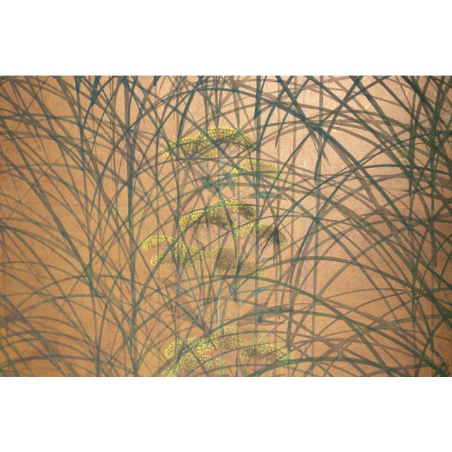 "Quails and Pampas Grass" by Koga, 1970s Showa Era Japanese Byobu Screen For Sale - Image 4 of 18