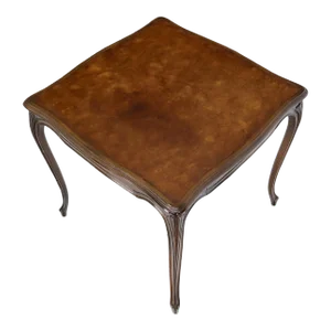 Square Leather Top French Provincial Cabriole Leg One Drawer Game Dinette Table