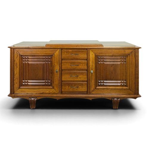 Wood Oak Sideboard with Stone Top, 1960s For Sale - Image 7 of 7