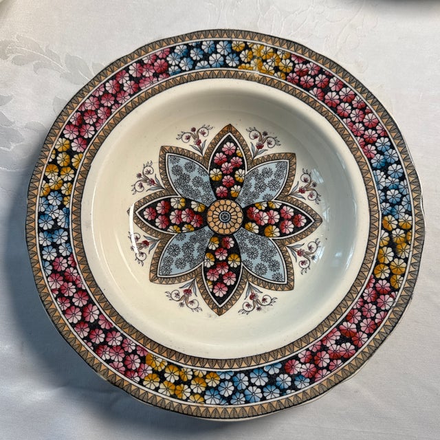 1930s Antique Copeland Spode “Primrose” Rimmed Soup Bowl - 6 Available For Sale - Image 5 of 11